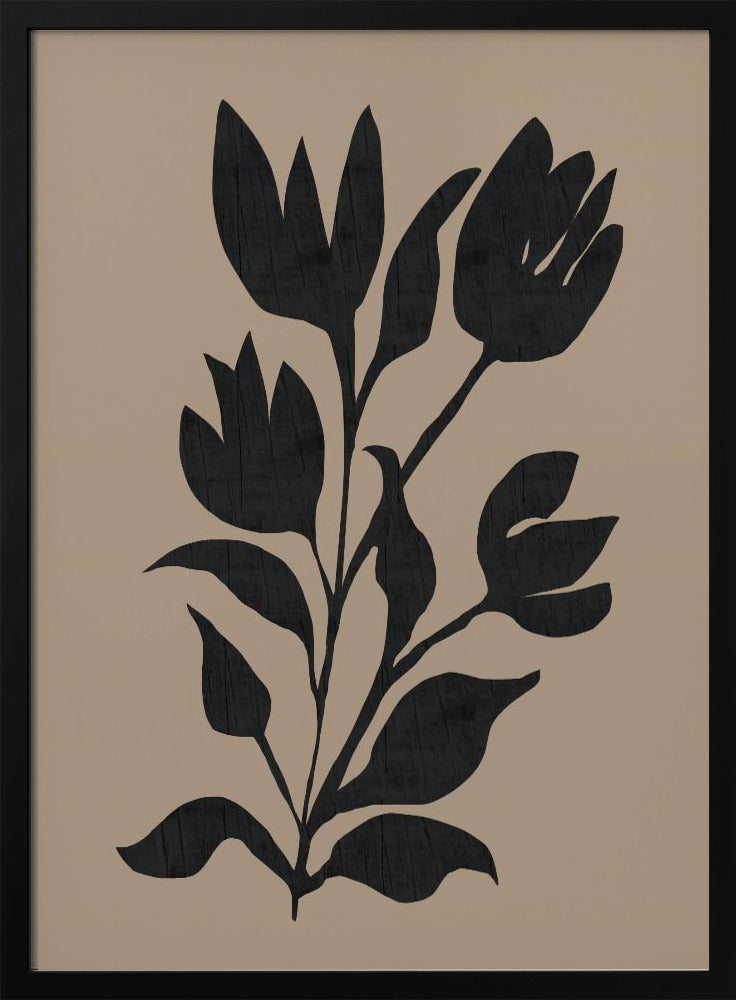 Black Tulips Modern Botanical Silhouette | Poster