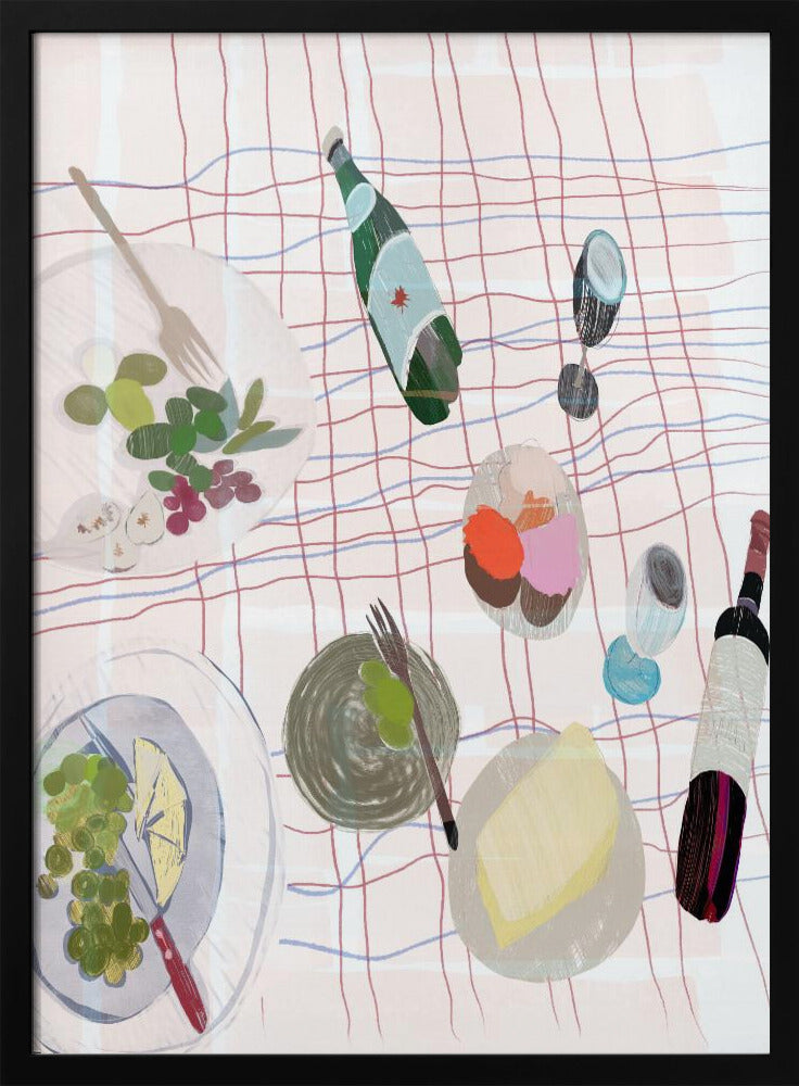 Picknick mit Essen und Wein | Poster