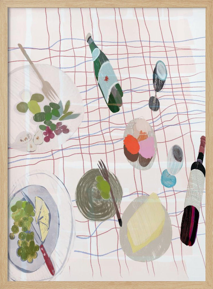 Picknick mit Essen und Wein | Poster