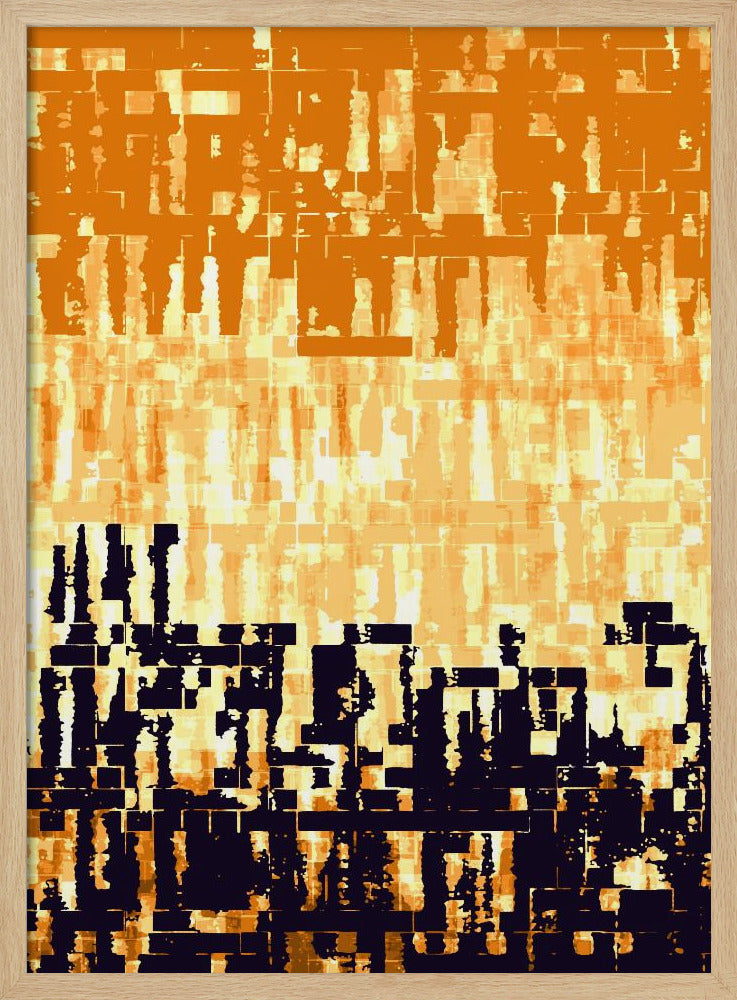 Orange-schwarze Farbpalette mit pixeligen Texturen | Poster