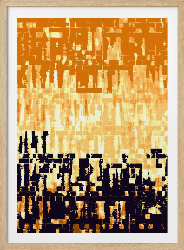 Orange-schwarze Farbpalette mit pixeligen Texturen | Poster