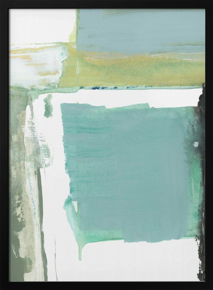 Aqua Blue Abstract On White 1 | Poster
