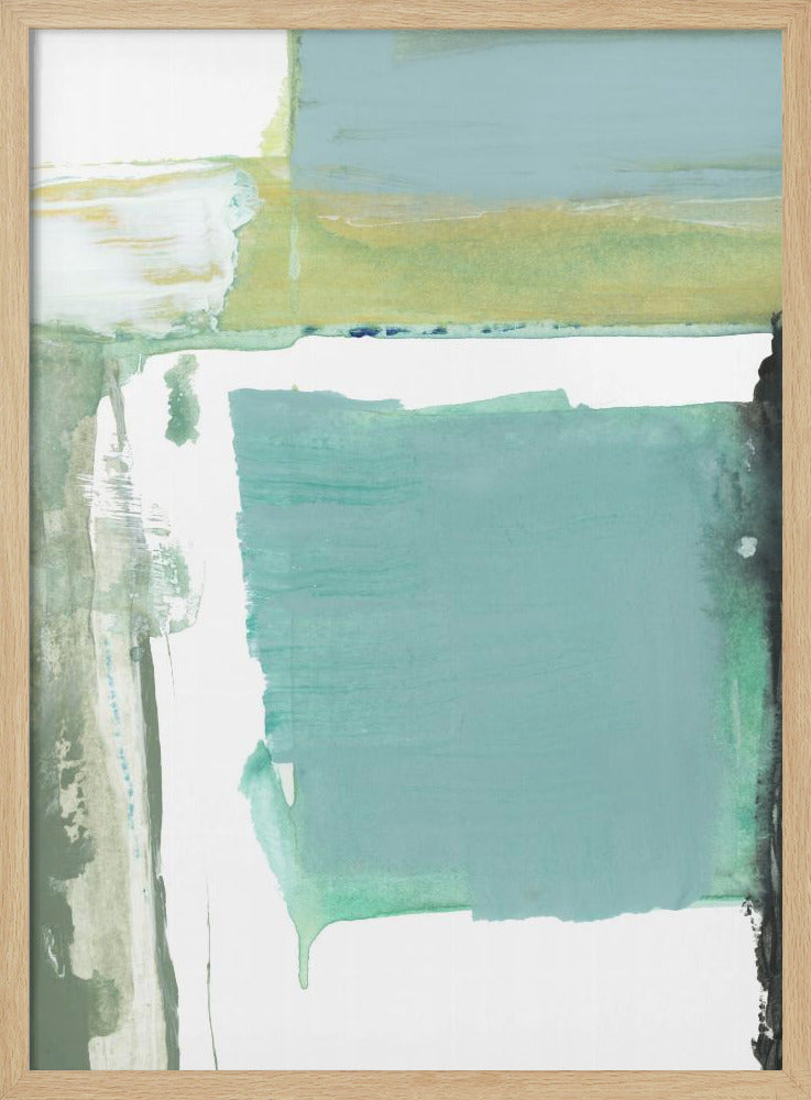 Aqua Blue Abstract On White 1 | Poster