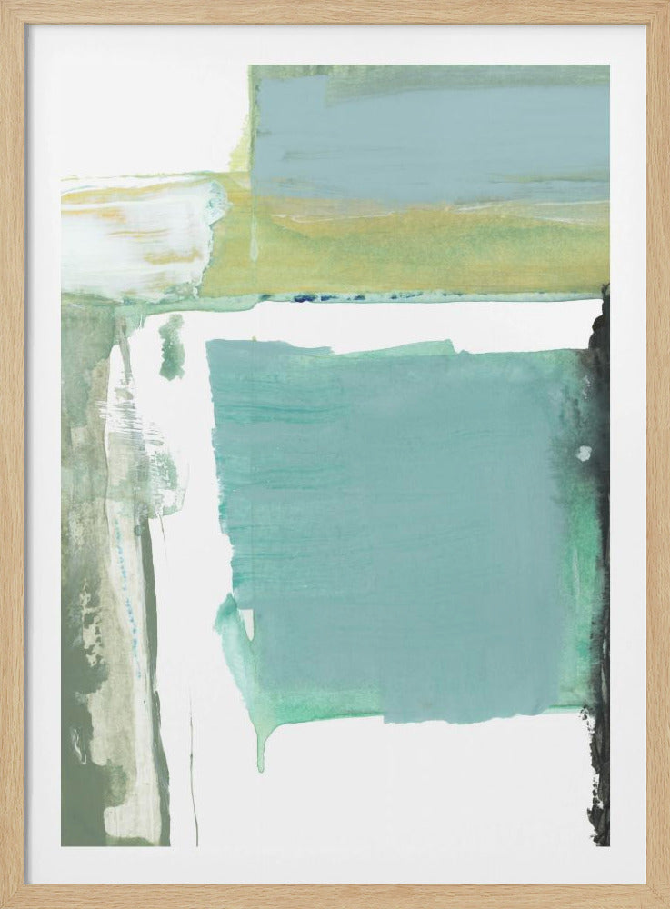 Aqua Blue Abstract On White 1 | Poster