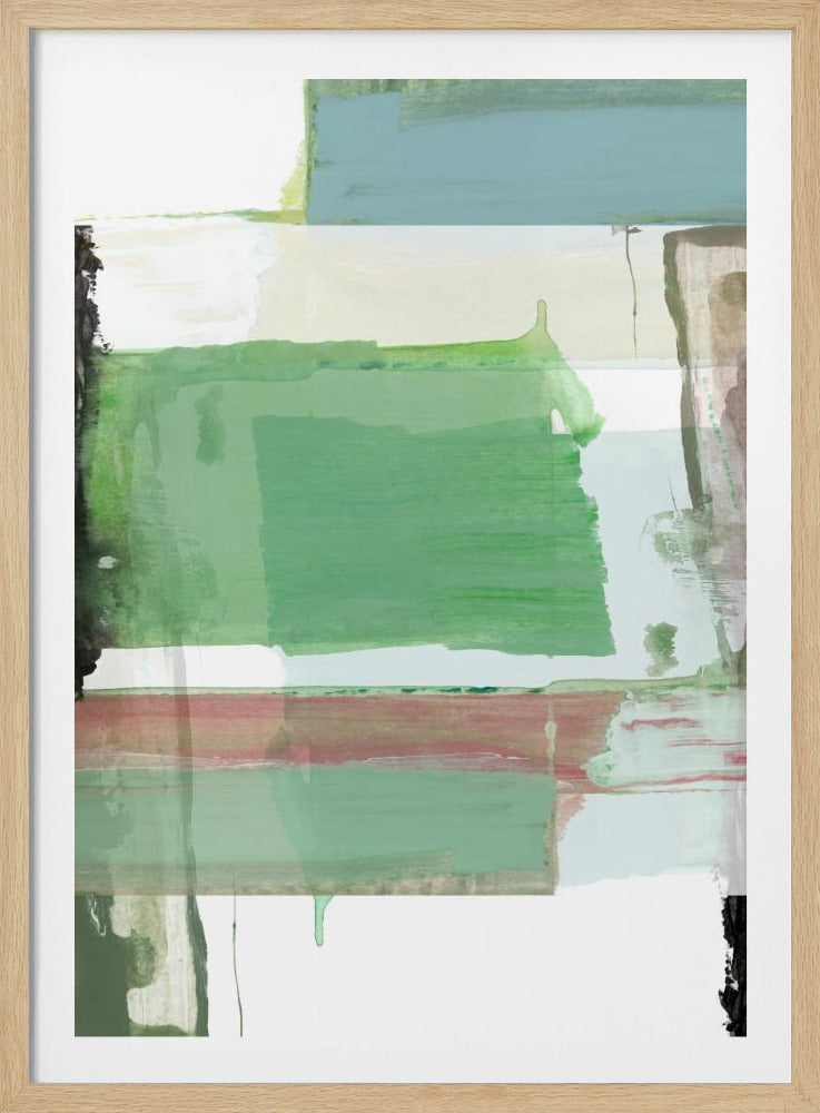 Aqua Blue Abstract On White 3 | Poster