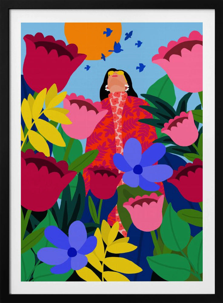 Frau im Blumengarten | Poster