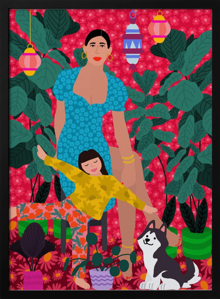 Frau und Kind im Garten | Poster