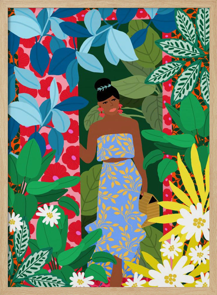 Frau in einem Kleid mit Blumen | Poster