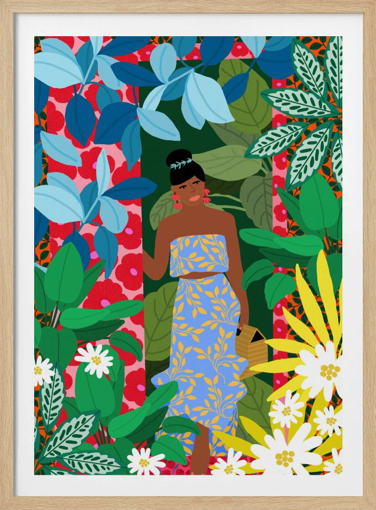 Frau in einem Kleid mit Blumen | Poster