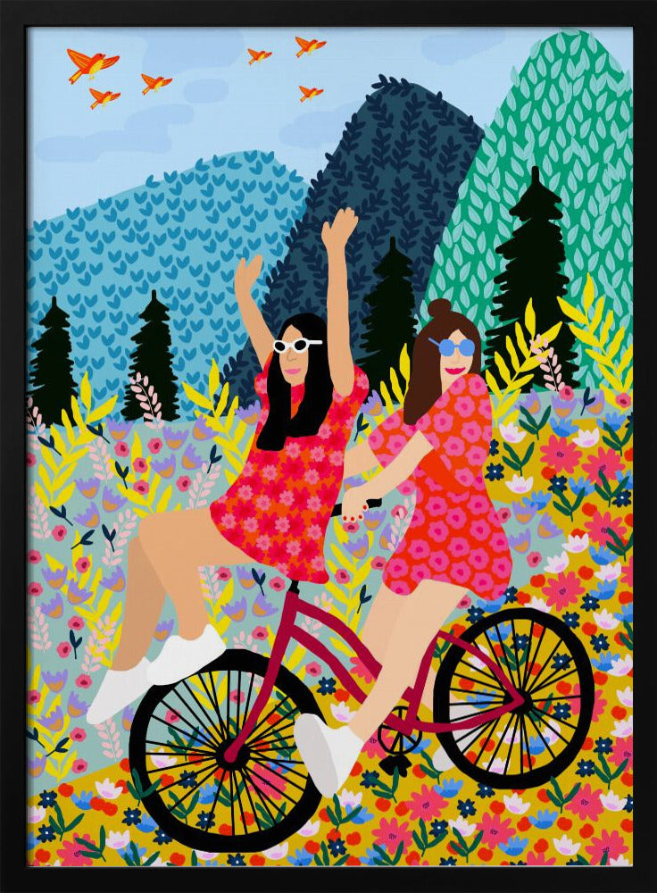 Freunde auf dem Fahrrad | Poster