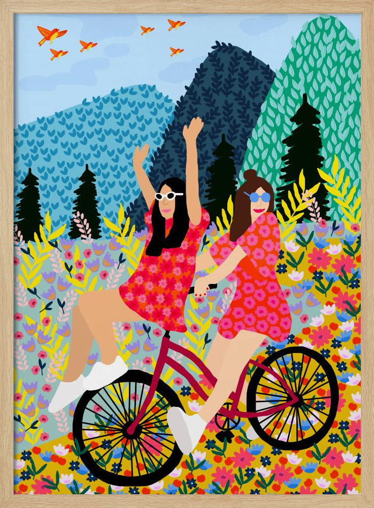 Freunde auf dem Fahrrad | Poster