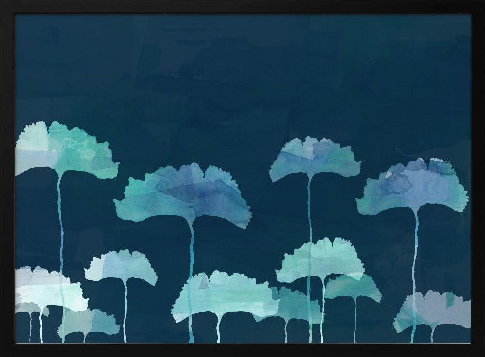 Blue Flowers Silhouette | Poster
