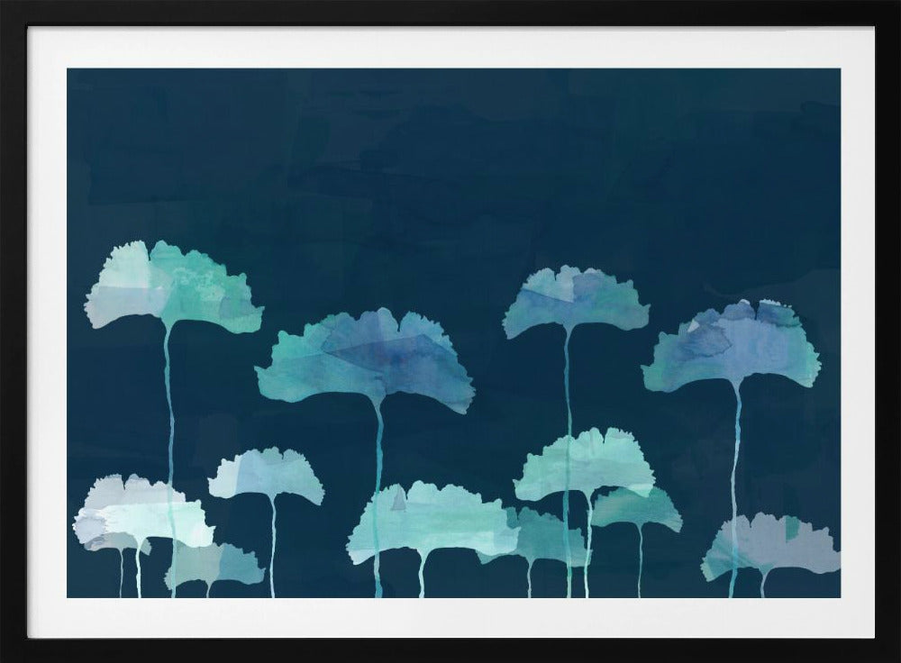 Blue Flowers Silhouette | Poster