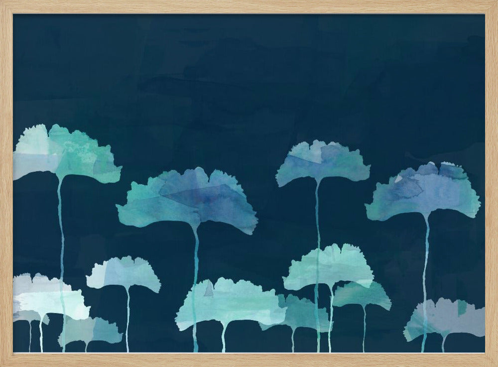 Blue Flowers Silhouette | Poster