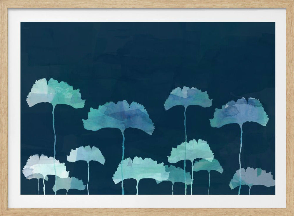 Blue Flowers Silhouette | Poster