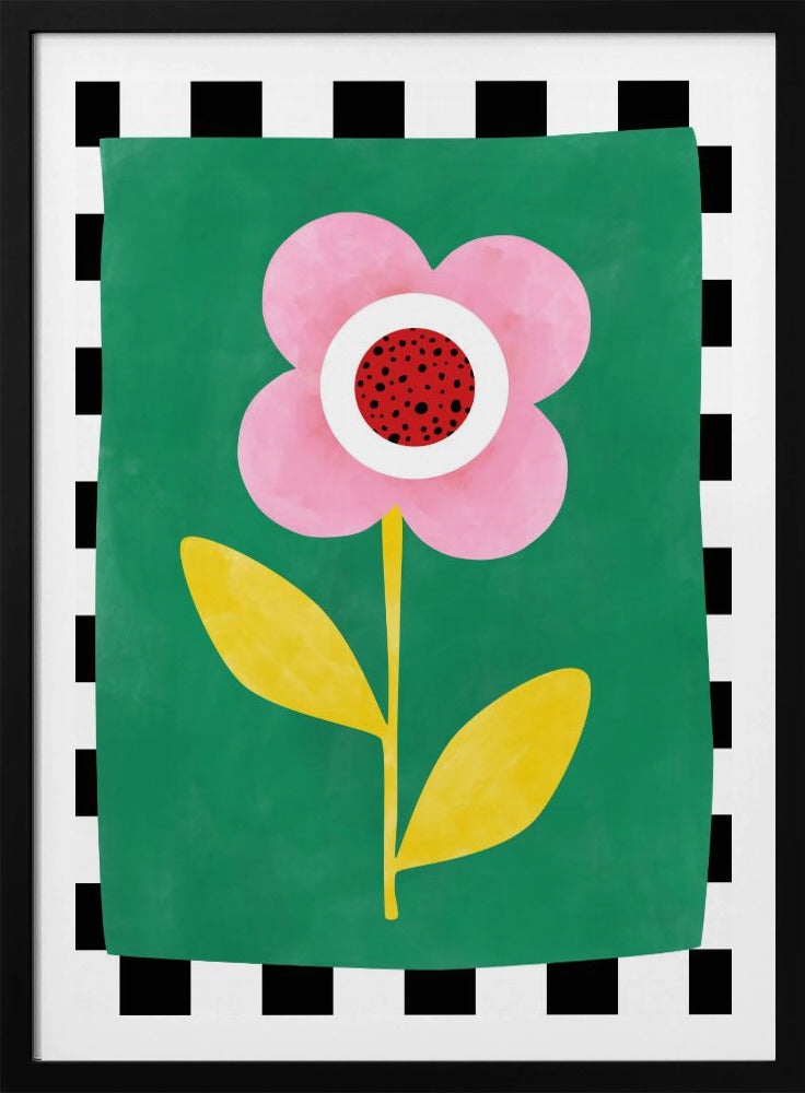 Rosa Blume mit gelben Blättern | Poster