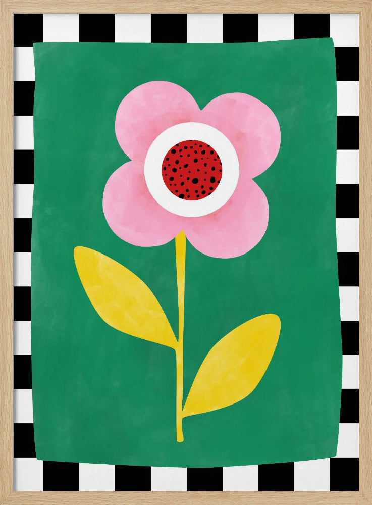 Rosa Blume mit gelben Blättern | Poster
