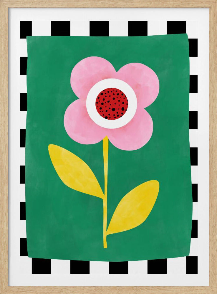 Rosa Blume mit gelben Blättern | Poster