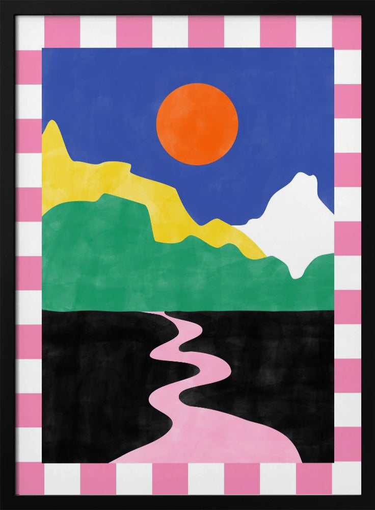 Minimalistische Landschaft mit leuchtenden Farben | Poster