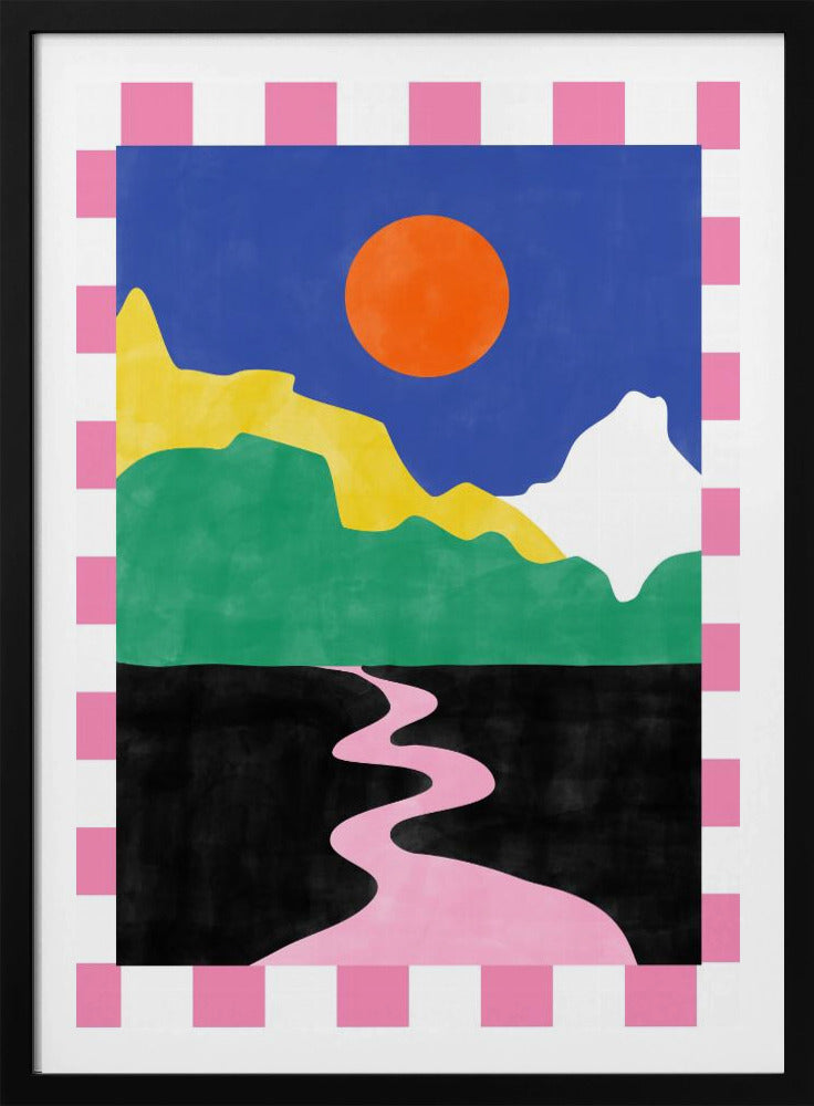 Minimalistische Landschaft mit leuchtenden Farben | Poster