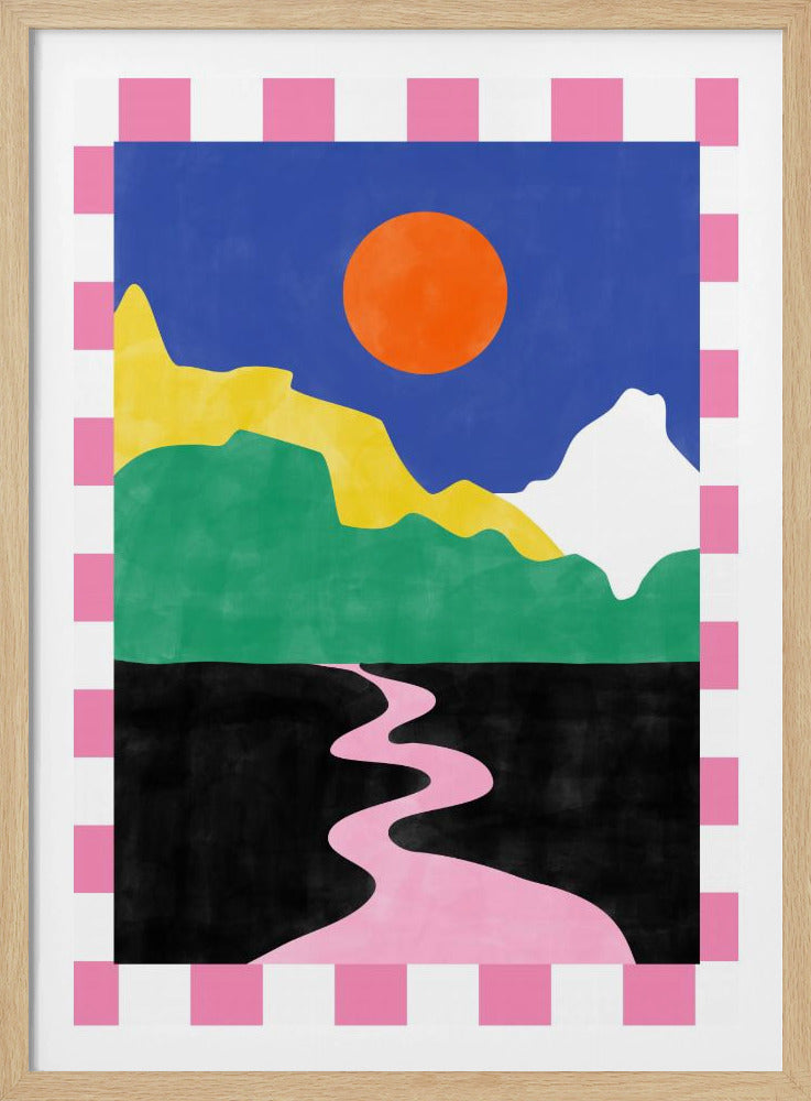 Minimalistische Landschaft mit leuchtenden Farben | Poster