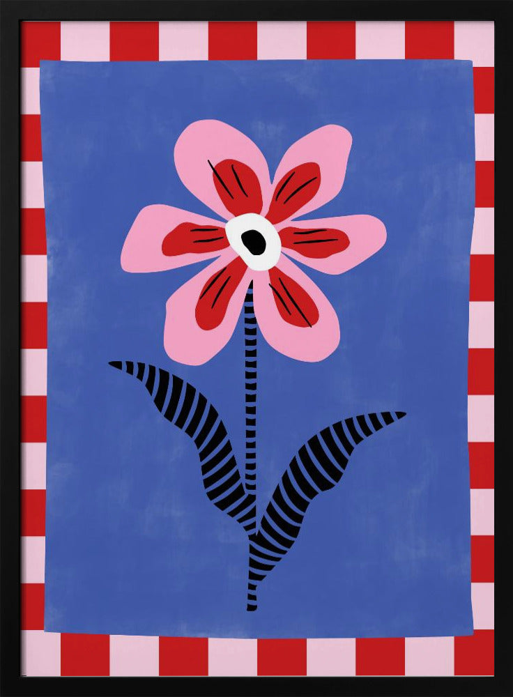 Blume mit rosa Blütenblättern und gestreiften Blättern | Poster