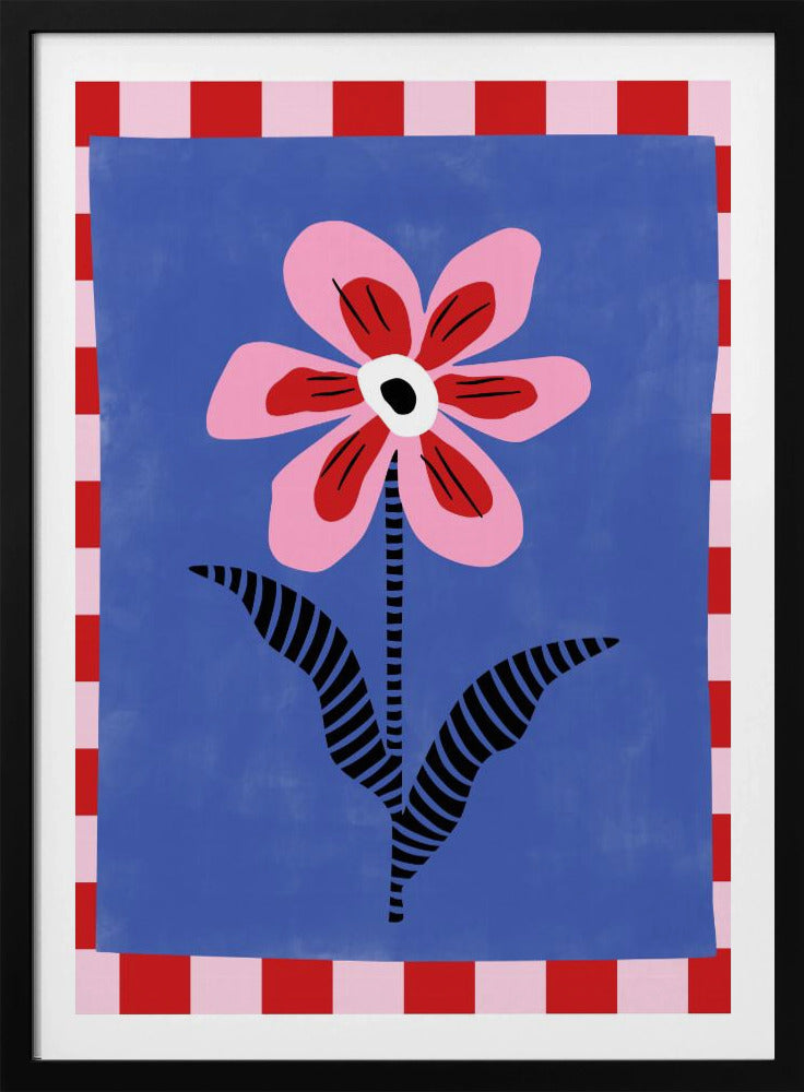Blume mit rosa Blütenblättern und gestreiften Blättern | Poster