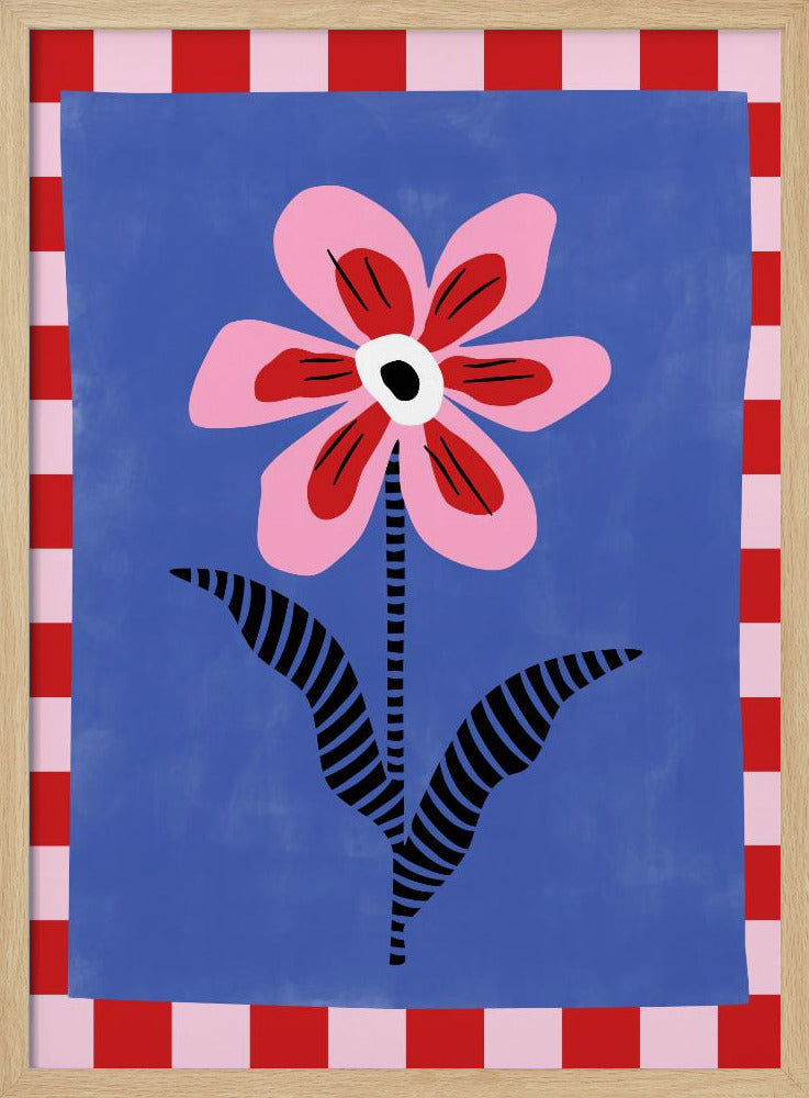 Blume mit rosa Blütenblättern und gestreiften Blättern | Poster