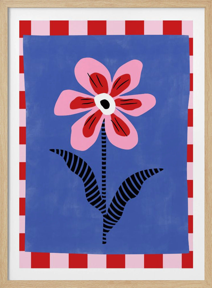 Blume mit rosa Blütenblättern und gestreiften Blättern | Poster
