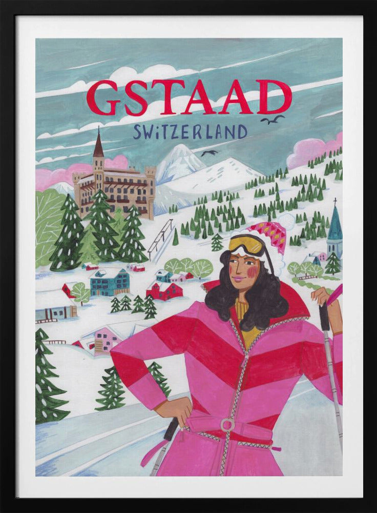 Reiseposter Frau in Gstaad, Schweiz | Poster