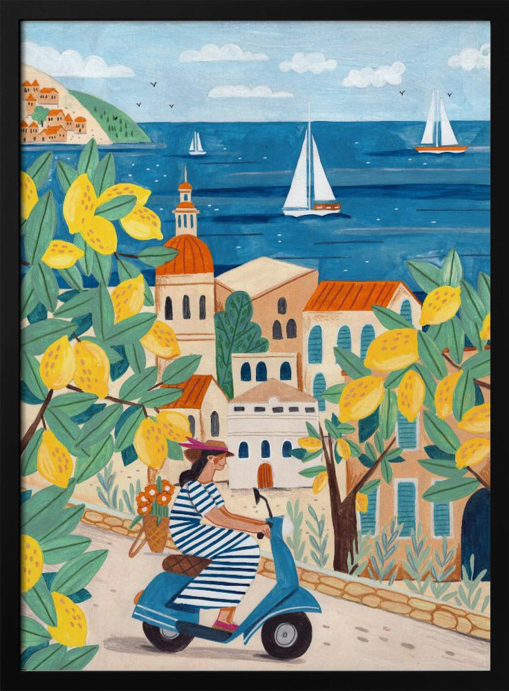 Reiseplakat Frau an der Amalfiküste, Italien | Poster