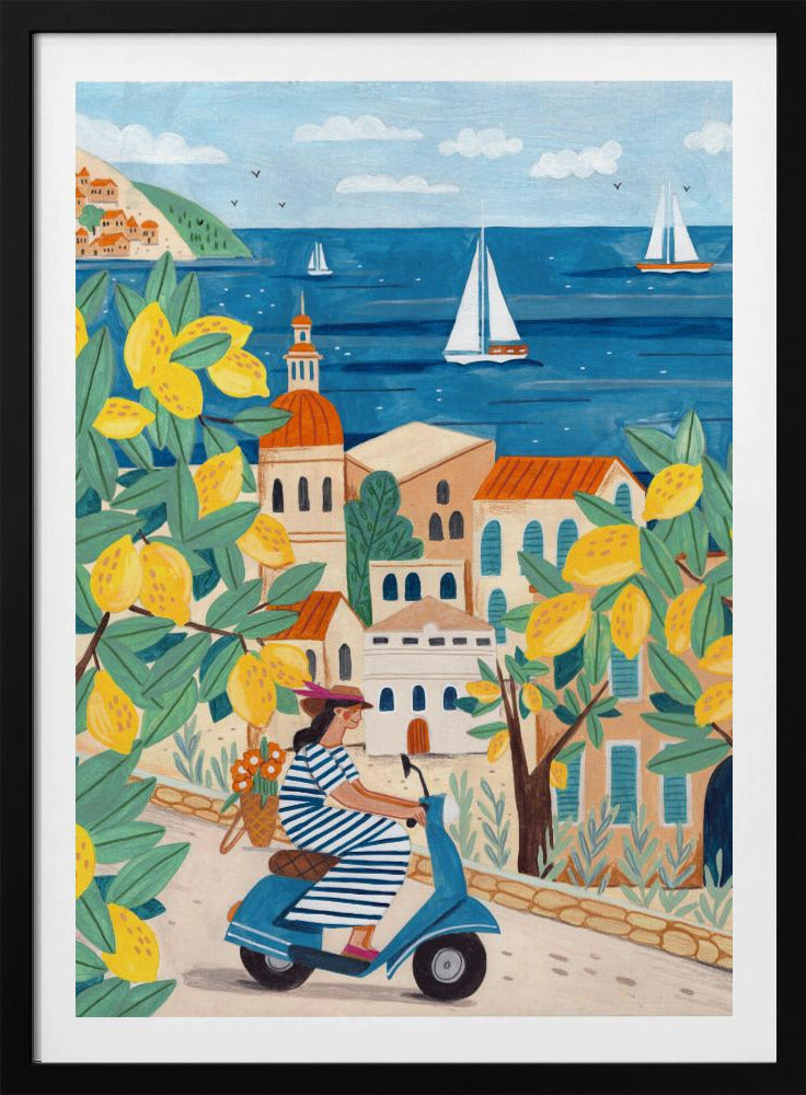 Reiseplakat Frau an der Amalfiküste, Italien | Poster