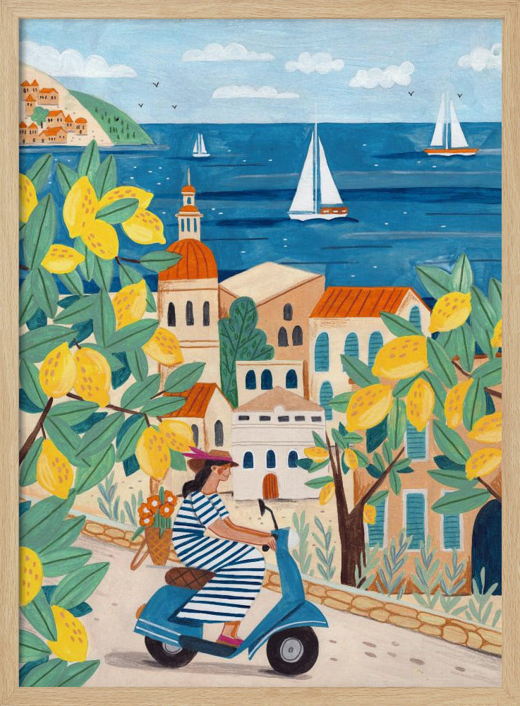 Reiseplakat Frau an der Amalfiküste, Italien | Poster