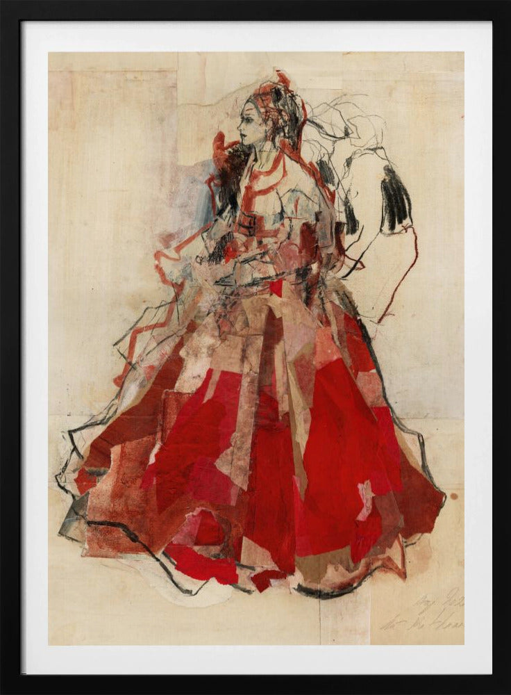 Frau in einem leuchtend roten Kleid | Poster
