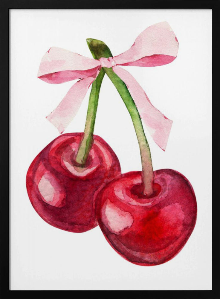Red Cherry Pink Bow | Poster