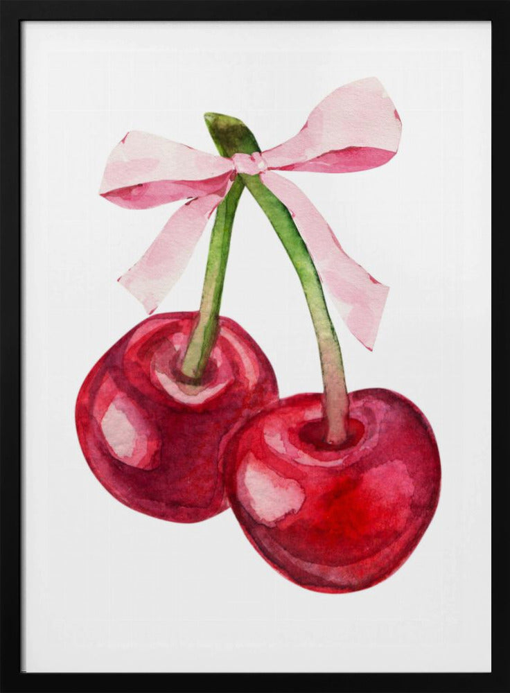 Red Cherry Pink Bow | Poster