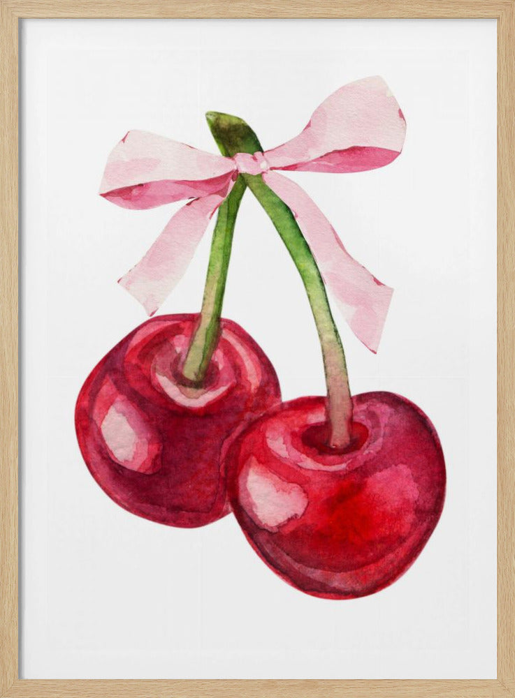 Red Cherry Pink Bow | Poster