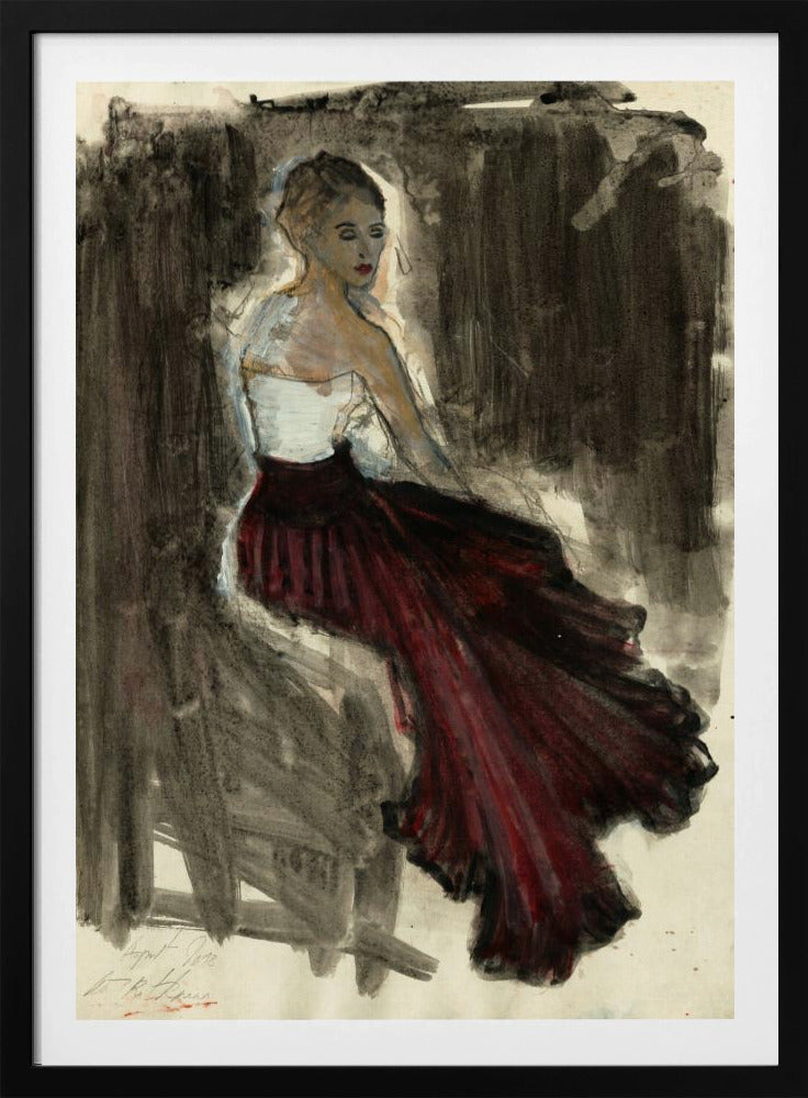 Eine Frau in einem roten, wallenden Rock | Poster