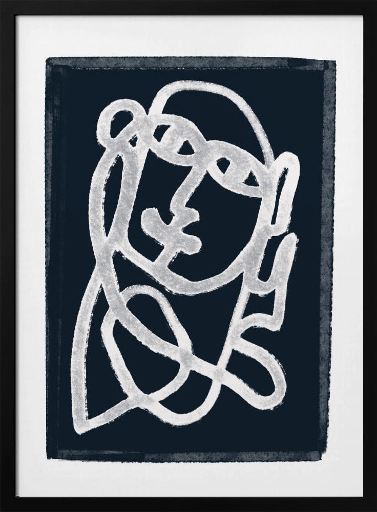 Marineblaue abstrakte Linienzeichnung | Poster