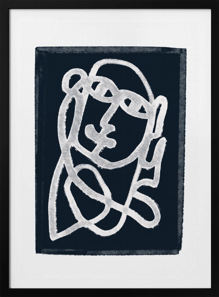 Marineblaue abstrakte Linienzeichnung | Poster