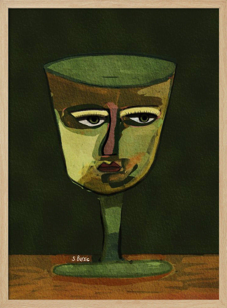 Weinglas Dame grün | Poster