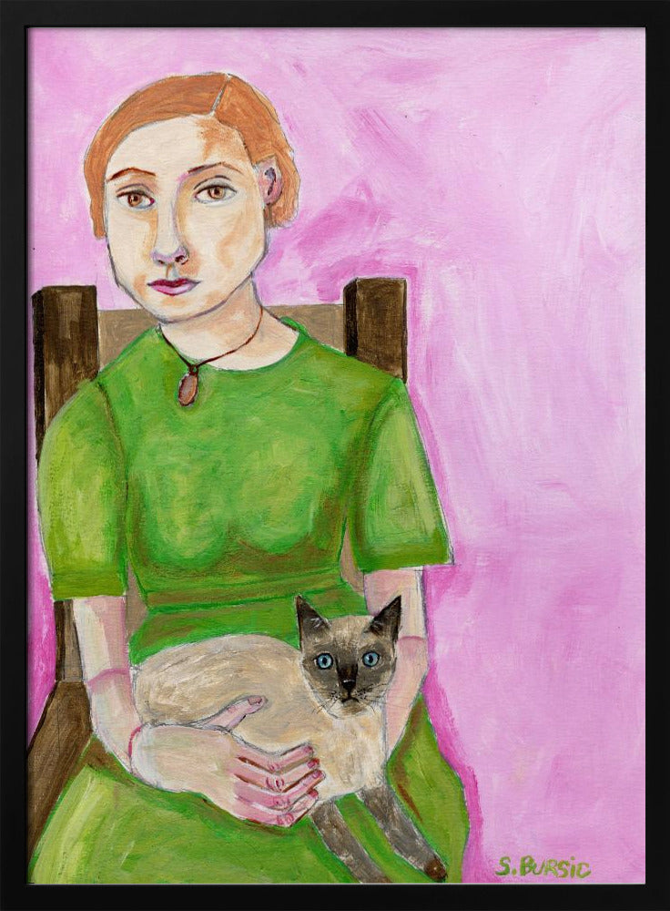 Dame mit Katze | Poster