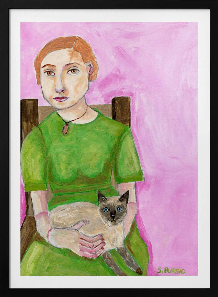 Dame mit Katze | Poster