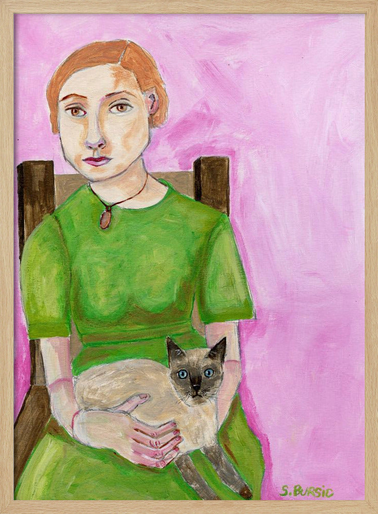 Dame mit Katze | Poster