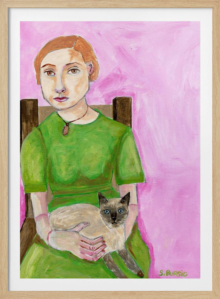 Dame mit Katze | Poster