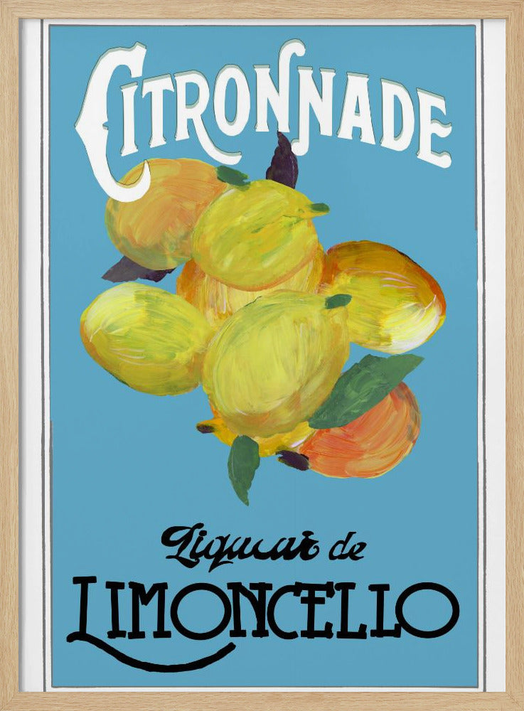 Citronnade Limoncello auf Blau und Schwarz | Poster