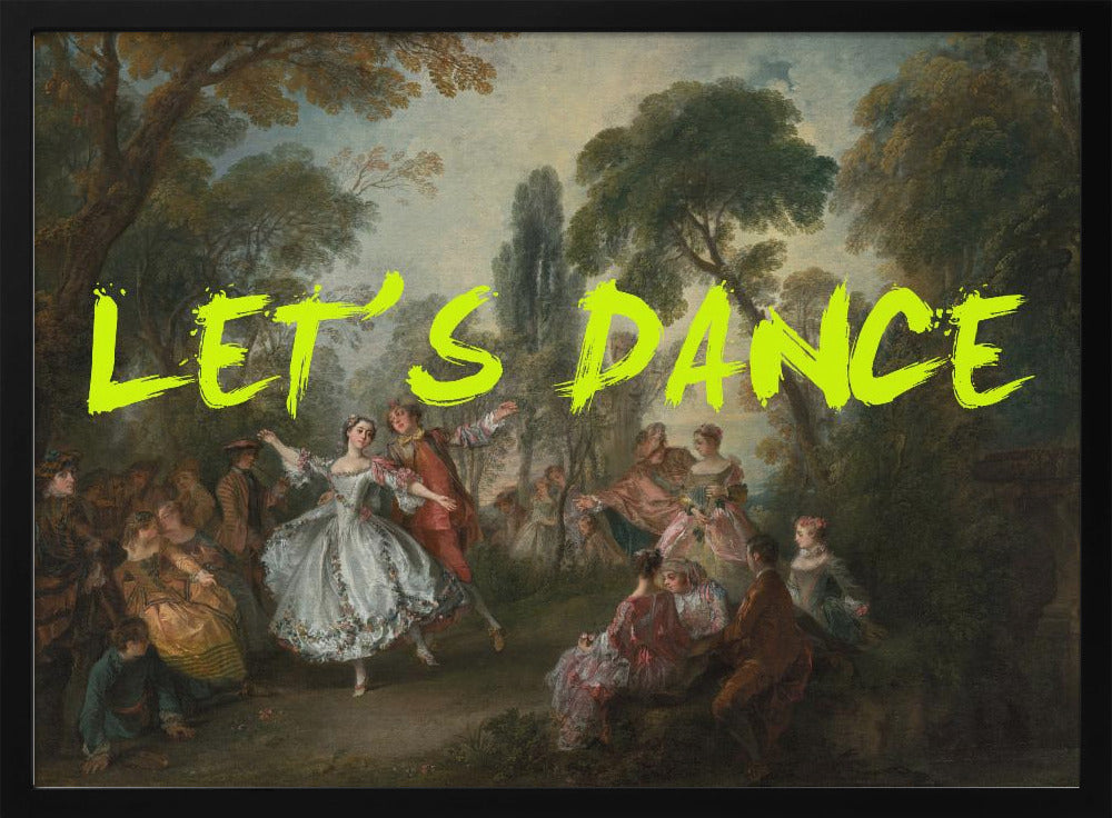 LET'S DANCE NEONGELB VINTAGE MAXIMALISTISCHE KUNST | Poster