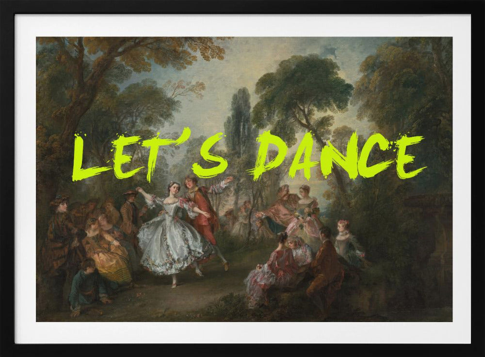 LET'S DANCE NEONGELB VINTAGE MAXIMALISTISCHE KUNST | Poster