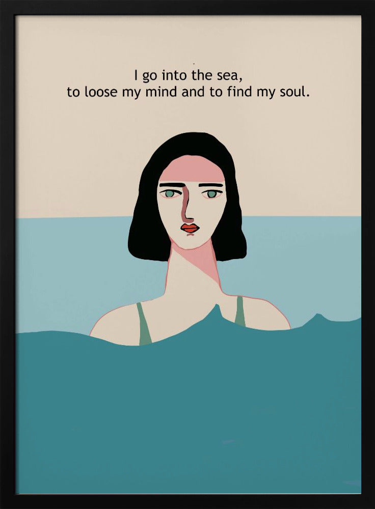 Ozean-Schwimmerin mit Text | Poster