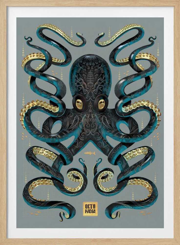 Oktopus Schwarz & Gold | Poster